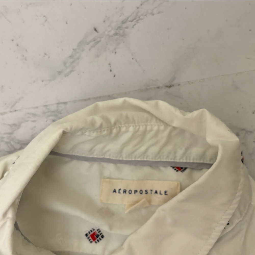 Aeropostale Button Down Men's Shirt L White Short Sleeve Casual  100% Cotton​​ - Picture 4 of 5